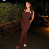 Solid Color Sling Backless Flare Jumpsuit GJYO-006295