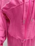 Solid Color Hooded Tie Up Two Piece Pants Set TK-6347