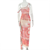 Sleeveless Color Block Print Maxi Dress GJYO-303705