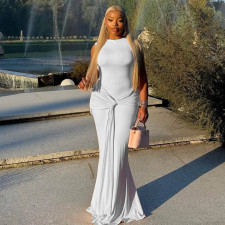 Sleeveless Solid Color Backless Maxi Dress GJYO-303622