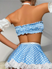 Uniform Temptation Maid Costume Roleplay Polka Dot Print Set YQ-T014