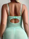 Sheer Mesh Backless High-Slit Sling Dress YQ-W873