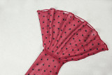 Ruched Polka Dot Print Long Sleeve Maxi Dress GJYO-303606