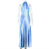 Print Gradient Color Sleeveless Maxi Dress GJYO-302383