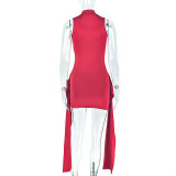 Sleeveless Solid Color Ruched Mini Dress GJYO-302252
