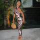 Print Hollow Out Sleeveless Jumpsuit GJYO-006230