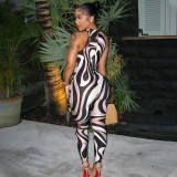 Print Hollow Out Sleeveless Jumpsuit GJYO-006230