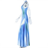 Print Gradient Color Sleeveless Maxi Dress GJYO-302383
