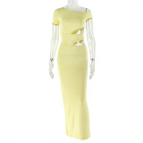 Sexy Solid Color Irregular Maxi Dress GJYO-303783