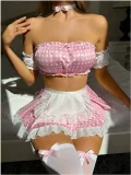 Uniform Temptation Maid Costume Roleplay Polka Dot Print Set YQ-T014