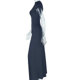 Solid Color Short Sleeve Irregular Long Dress GJYO-301913