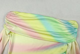 Print Off Shoulder Long Sleeve Maxi Dress GJYO-303655