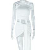 Sleeveless Tie Up Solid Color Two Piece Skirts Set GJYO-711680
