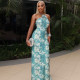 Print Halterneck Backless Maxi Dress GJYO-302503
