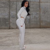Long Sleeve Zipper Solid Two Piece Pants Set GJYO-919089