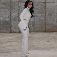 Long Sleeve Zipper Solid Two Piece Pants Set GJYO-919089