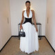 Deep V Neck Ruched Tapered Waist Maxi Dress GJYO-302623