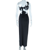 Solid Color Backless Split Maxi Dress GJYO-298270