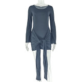 One Shoulder Long Sleeve Mini Dress GJYO-301985