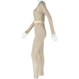 Print O Neck Long Sleeve Jumpsuit GJYO-006196