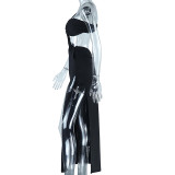 Solid Color Backless Split Maxi Dress GJYO-298270