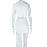 Sleeveless Tie Up Solid Color Two Piece Skirts Set GJYO-711680