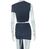 Sleeveless Tie Up Solid Color Two Piece Skirts Set GJYO-711680
