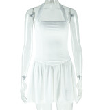 Haterneck Solid Color Backless Mini Dress GJYO-301365