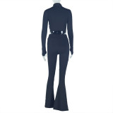 Long Sleeve Zipper Solid Two Piece Pants Set GJYO-919089