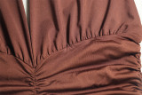 Halterneck Deep V Neck Solid Color Maxi Dress GJYO-300950