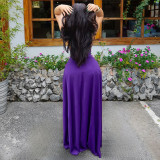 Solid Color Sleeveless Ruched Maxi Dress GJYO-303195