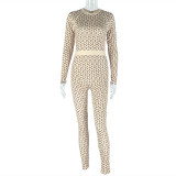 Print O Neck Long Sleeve Jumpsuit GJYO-006196