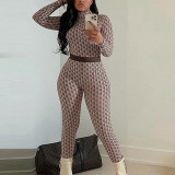 Long Sleeve Print O Neck Jumpsuit GJYO-006001