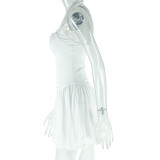 Haterneck Solid Color Backless Mini Dress GJYO-301365