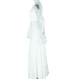 Solid Color Halterneck Backless Split Maxi Dress GJYO-301928