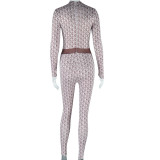 Long Sleeve Print O Neck Jumpsuit GJYO-006001
