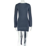 One Shoulder Long Sleeve Mini Dress GJYO-301985