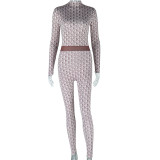 Long Sleeve Print O Neck Jumpsuit GJYO-006001