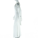 Solid Color Backless Ribbon Maxi Dress GJYO-301015
