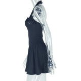 Haterneck Solid Color Backless Mini Dress GJYO-301365