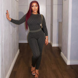 Print O Neck Long Sleeve Jumpsuit GJYO-006196