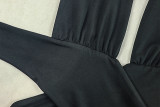Solid Color Ruched Halterneck Backless Maxi Dress GJYO-302970
