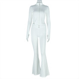 Long Sleeve Zipper Solid Two Piece Pants Set GJYO-919089