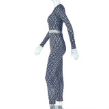 Print O Neck Long Sleeve Jumpsuit GJYO-006196