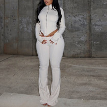 Long Sleeve Zipper Solid Two Piece Pants Set GJYO-919089