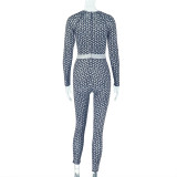 Print O Neck Long Sleeve Jumpsuit GJYO-006196