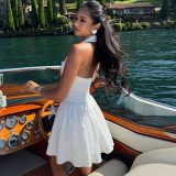 Haterneck Solid Color Backless Mini Dress GJYO-301365