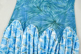 Print Patchwork Long Sleeve Maxi Dress  GJYO-303539