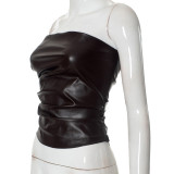 Solid Color Leather Tube Top GAXB-C194TP