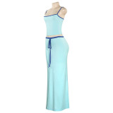 Solid Color Sleeveless Two Piece Skirts Set  GAXB-D001ST